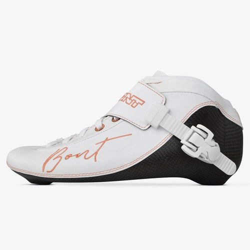 white-rose-gold Bont BNT 195mm inline speed skate boot, White/Rose Gold, side view