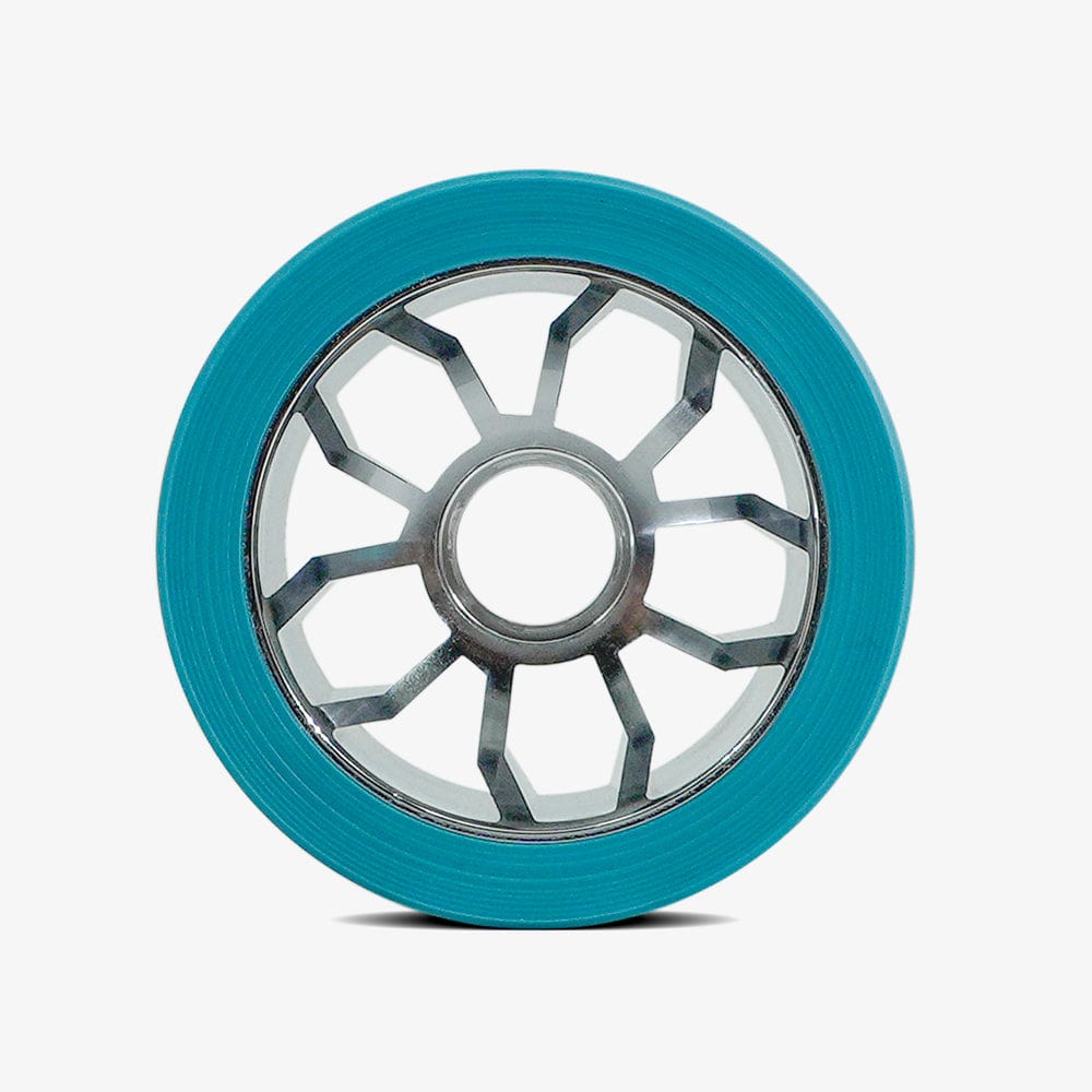 Bont-Nio-3 roller skate wheels 63x44mm in teal and silver, 96A hardness
