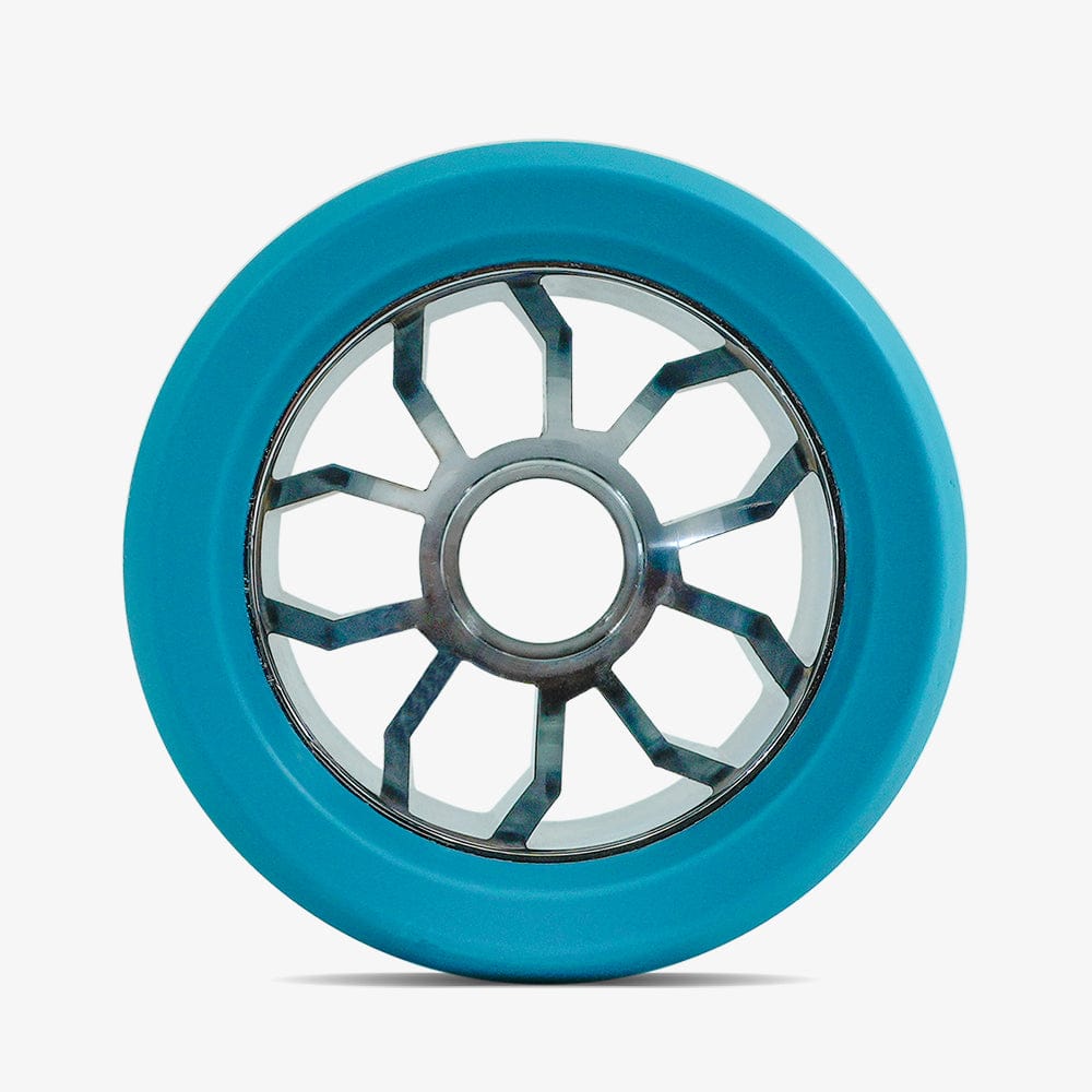 Bont-Nio-3 roller skate wheels 63x44mm in teal and silver, 96A hardness