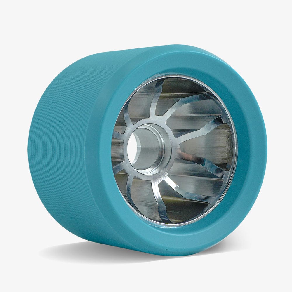 Bont-Nio-3 roller skate wheels 63x44mm in teal and silver, 96A hardness