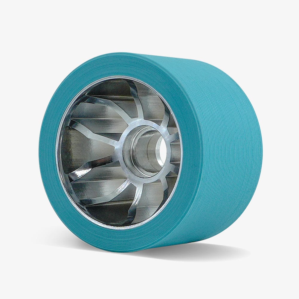 Bont-Nio-3 roller skate wheels 63x44mm in teal and silver, 96A hardness