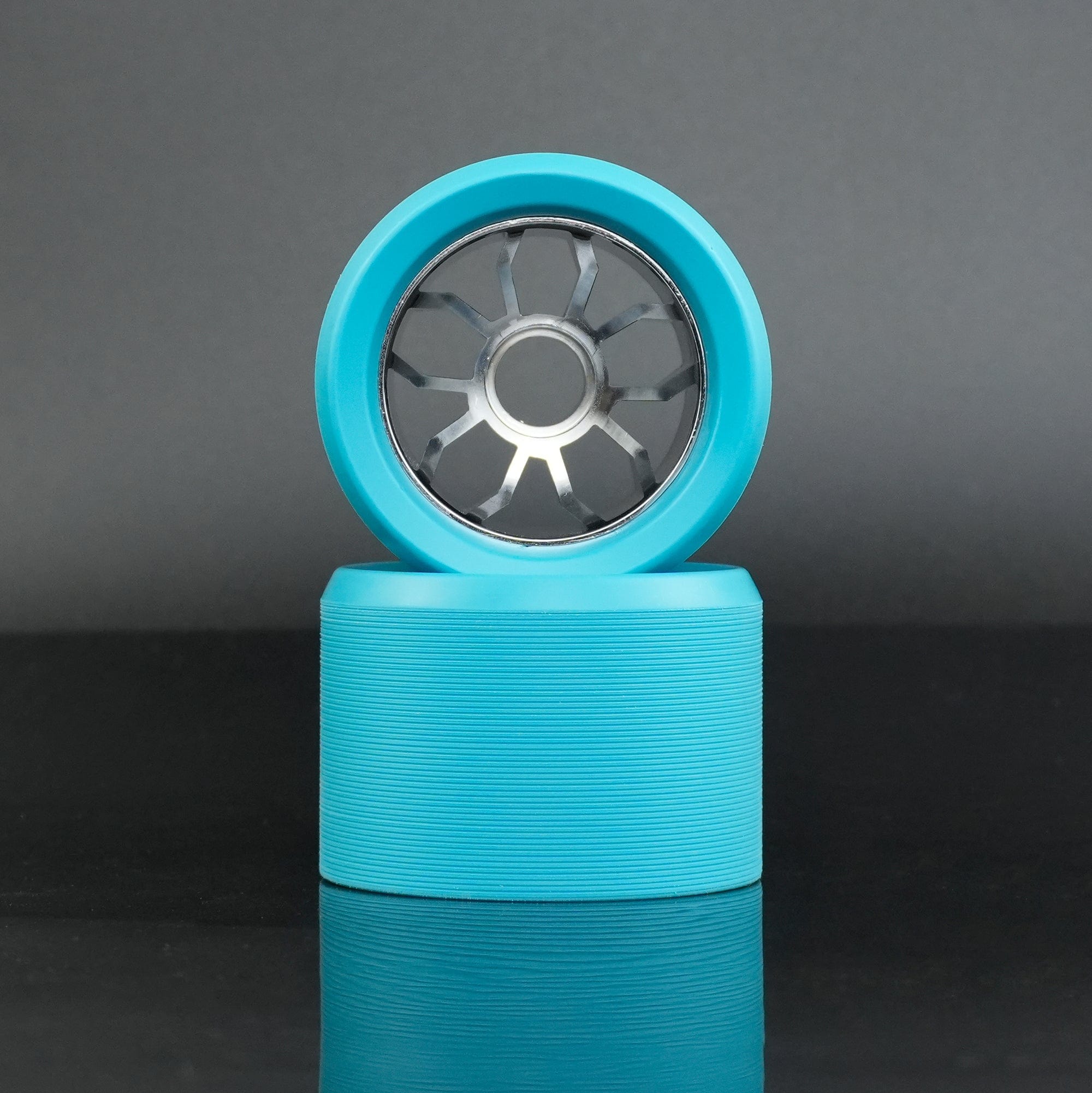 Bont-Nio-3 roller skate wheels 63x44mm in teal and silver, 96A hardness
