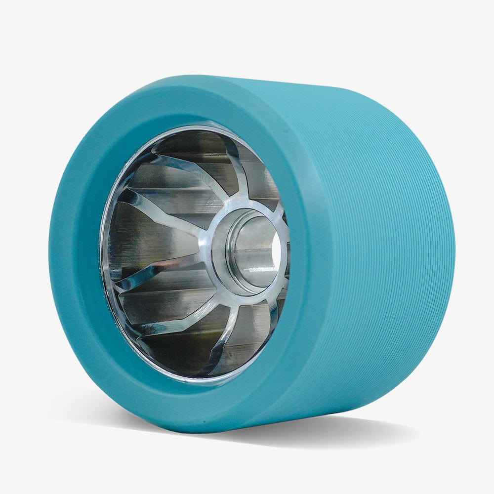 Bont-Nio-3 roller skate wheels 63x44mm in teal and silver, 96A hardness