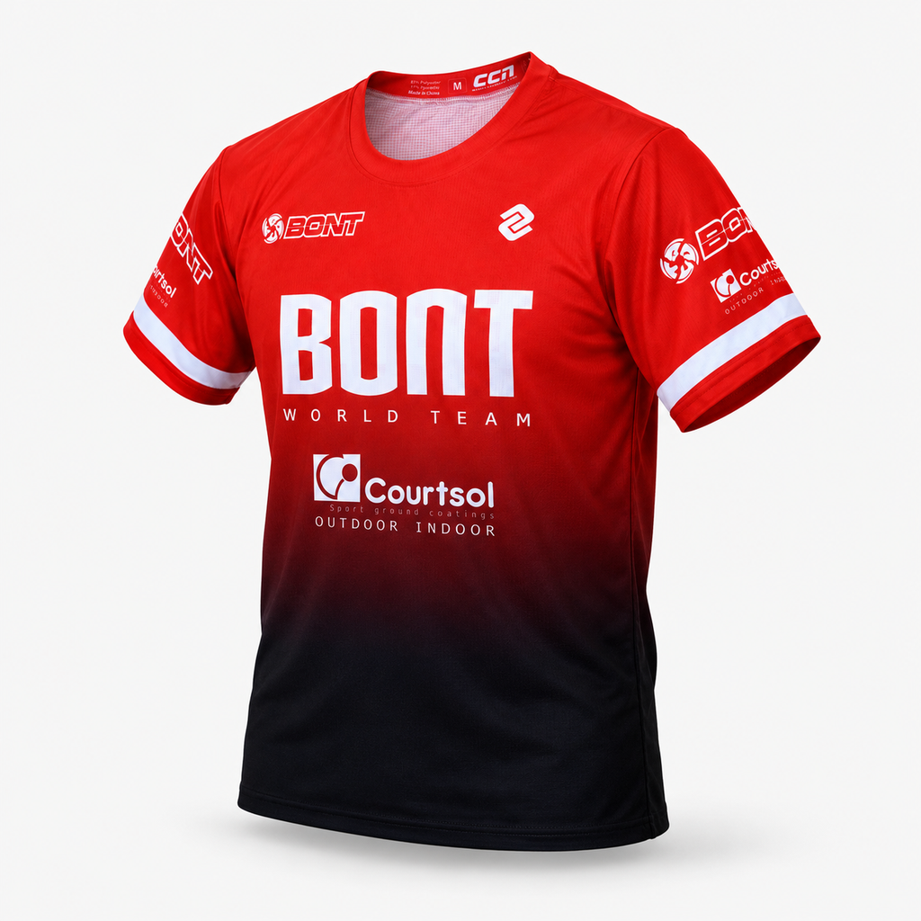 Bont Pro Team Shirt front view with red and black Bont World Team design