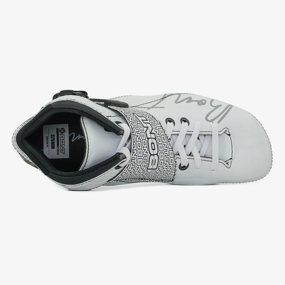 white-Top-down view of the Eclipse boot showing fit and lacing