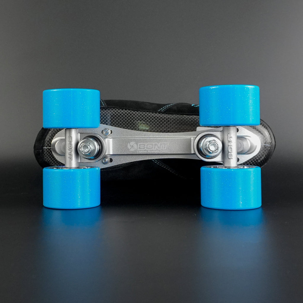 Bottom view of skate showing Tracer plate construction