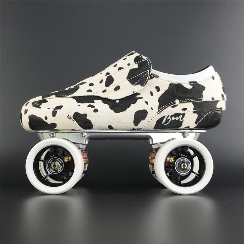 Side view of Envy Cow Skin Roller Skate showing cowhide pattern