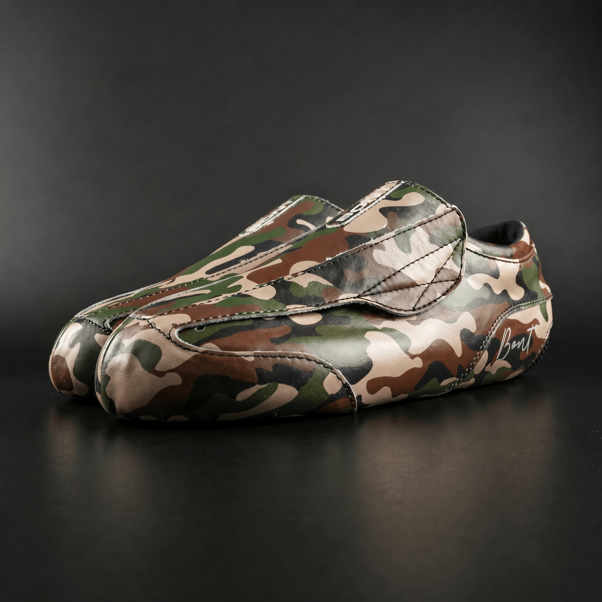 Angled view showing camo contrast