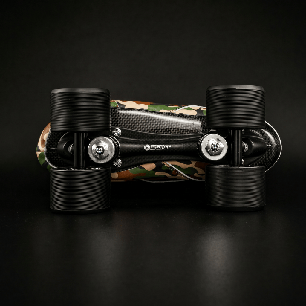 Detail of Ultraglide silver electroplated hub and wheel urethane