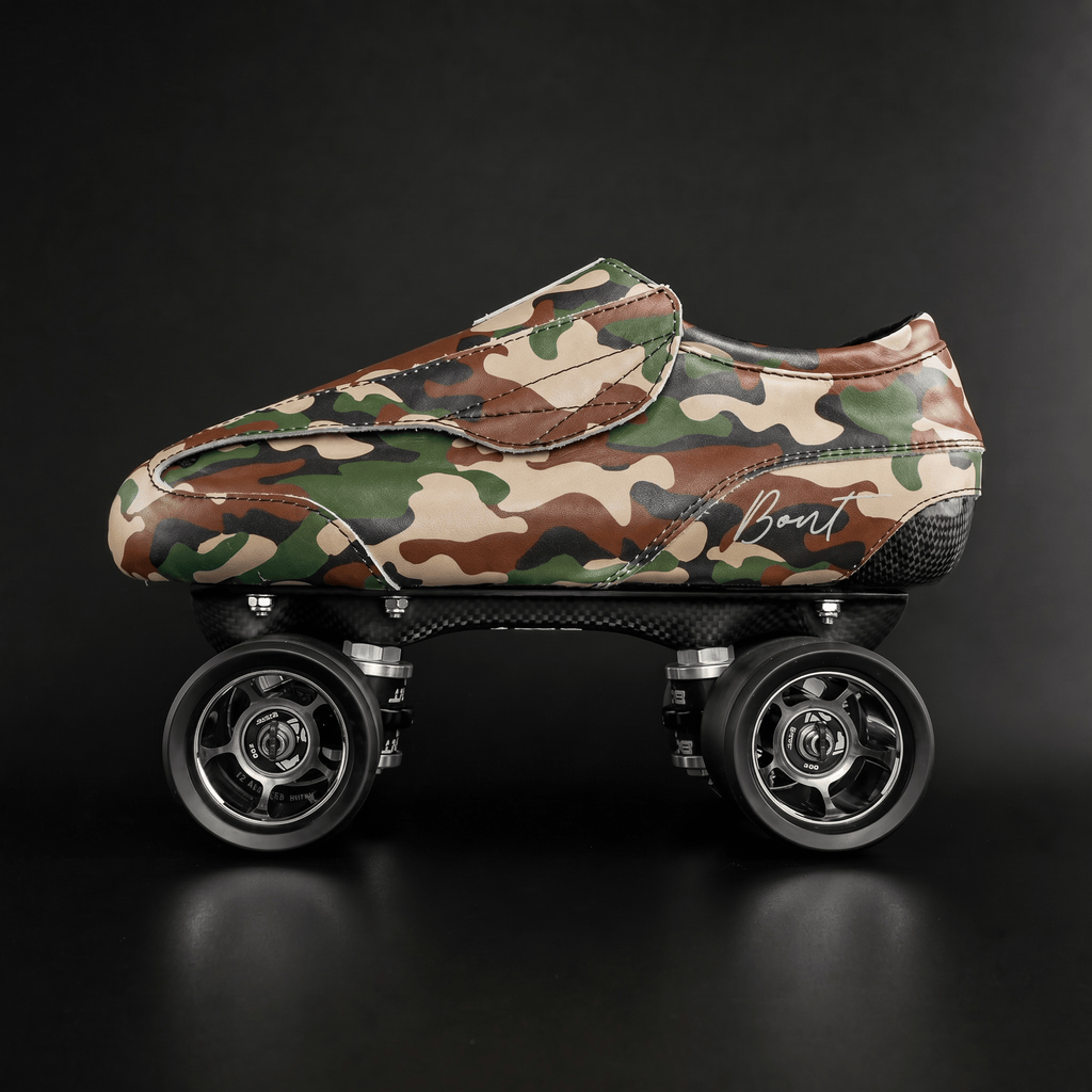 Side view of Envy Camo Roller Skate showing cowhide pattern
