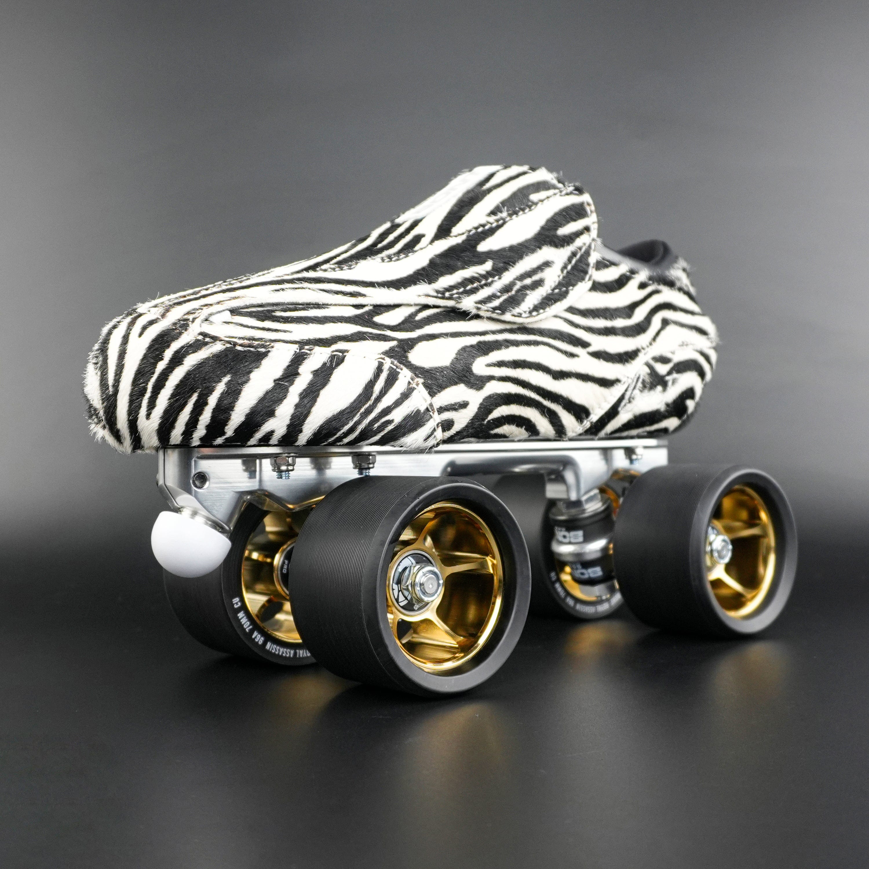 Close-up of Genuine Leather with Fur & Zebra Print Style and carbon base