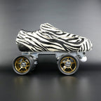 Close-up of Genuine Leather with Fur & Zebra Print Style and carbon base