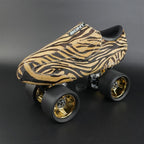 Close-up of Genuine Leather with Fur & Zebra Print Style and carbon base