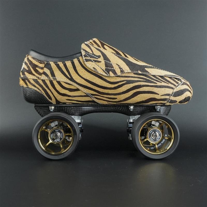 Close-up of Genuine Leather with Fur & Zebra Print Style and carbon base