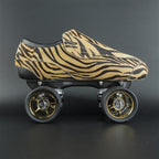 Close-up of Genuine Leather with Fur & Zebra Print Style and carbon base