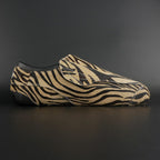 Close-up of Genuine Leather with Fur & Zebra Print Style and carbon base