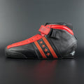 Side view of the limited edition black and red quad skate