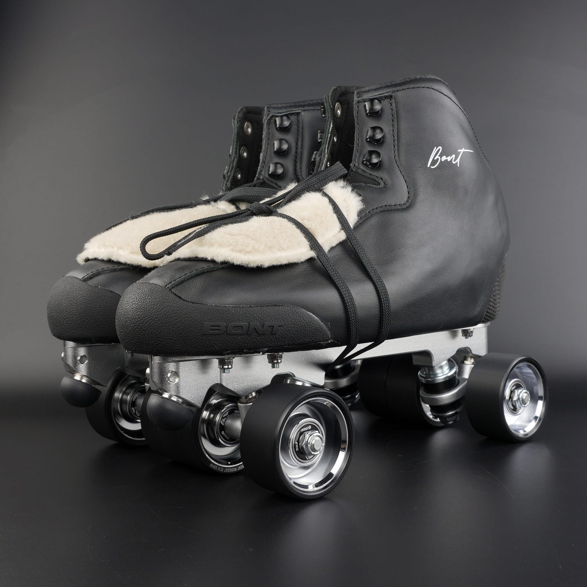 Rhythm skate setup showing lightweight boot and quad wheels