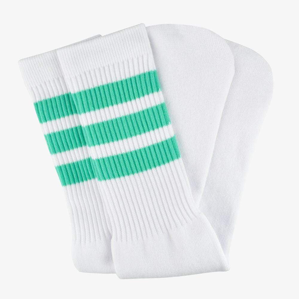 misty-teal Bont skater socks tube white striped fashion