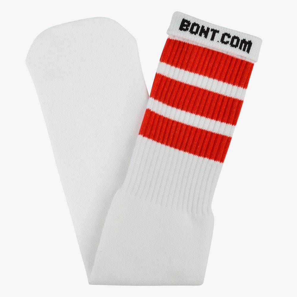 hot-red Bont skater socks tube white striped fashion